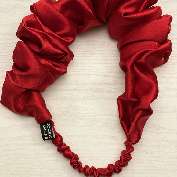 Satin Scrunchie Headbands in Scarlet - Handcrafted - Picture 3 of 6